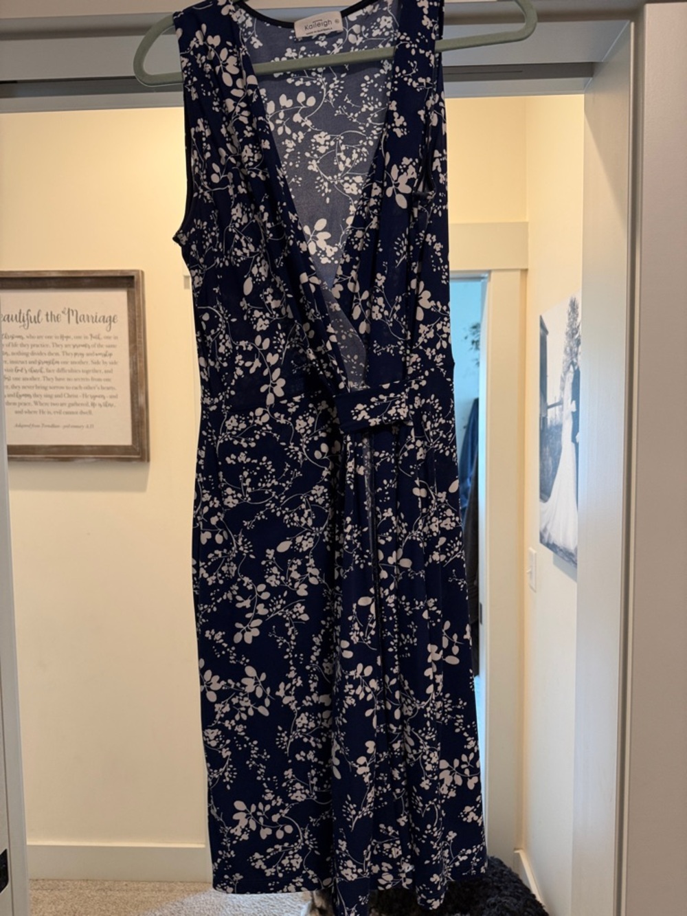 Kaileigh Navy Blue Floral Wrap Dress